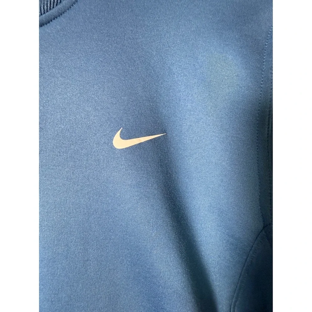Nike Therma-FIT Womens Blue Cropped Quarter Zip Pullover Fleece Logo Tape Medium - Picture 7 of 11
